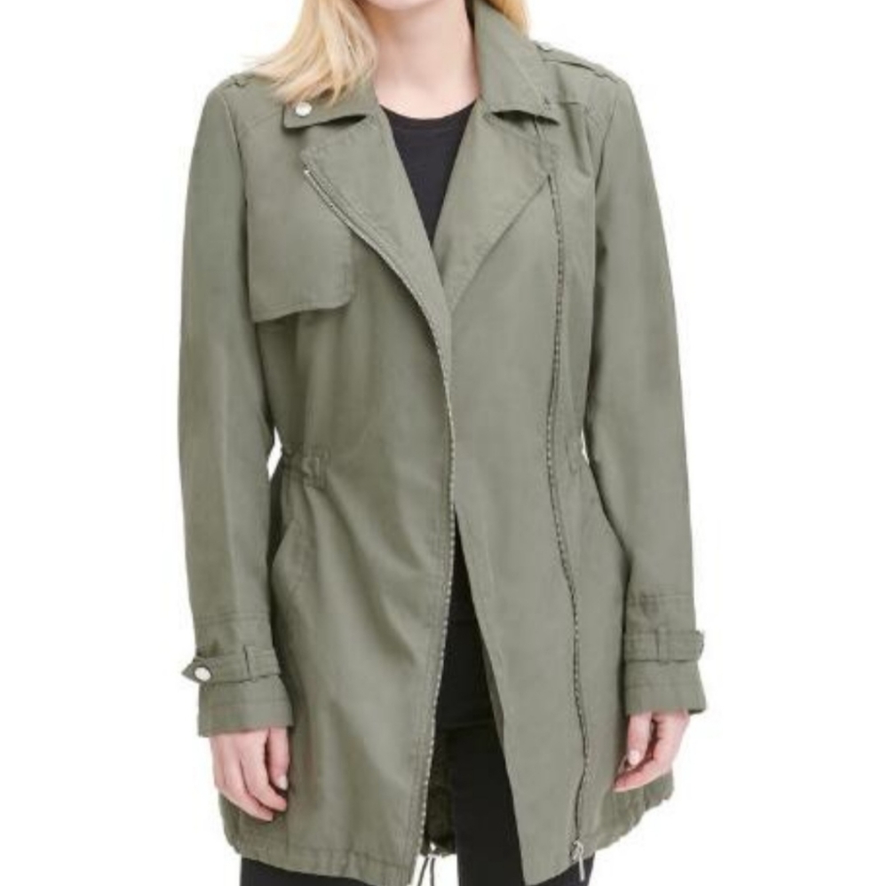 DKNY Trench Coat, Olive, Size Xsmall